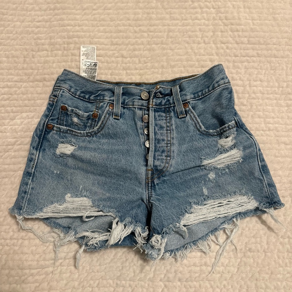 Levi's Light Blue Distressed Jean Shorts
